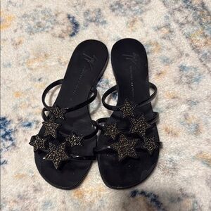 Giuseppe Zanotti Black Glamorous Star Slippers